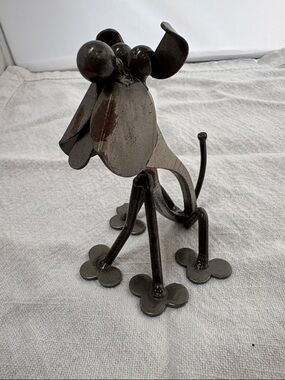 Decorative Metal Dog Sculpture - Rustic Brown Home Art